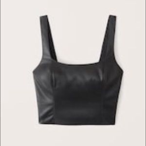 Faux Leather Square neck Top